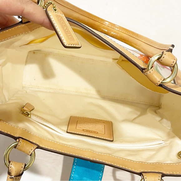 COACH Ltd Ed PVC MULTICOLOR SIGNATURE TSCRIBBLE C VACHETTA LEATHER BOXY TOTE BAG - Picture 4 of 7